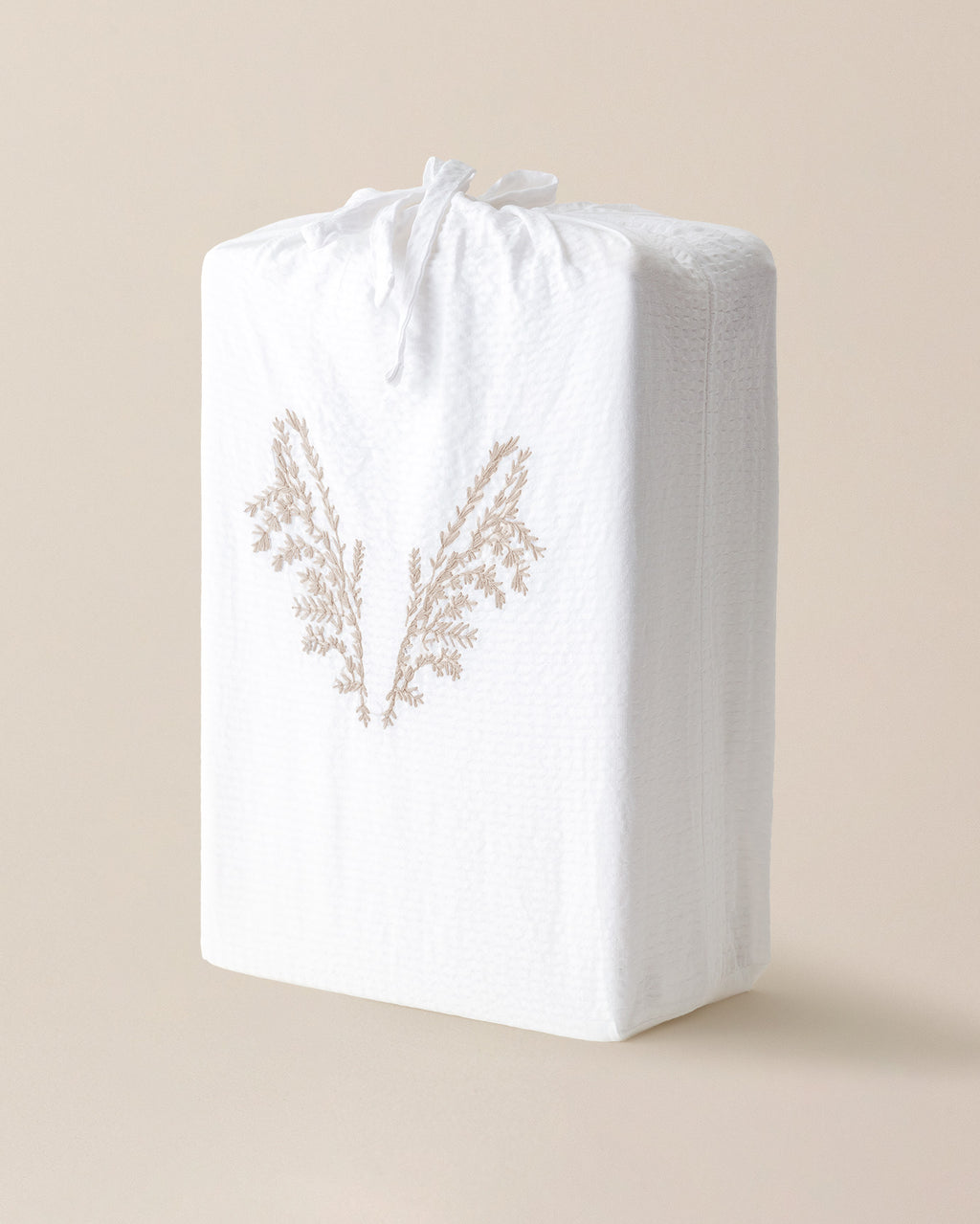 Linda Double Size Duvet Cover Set - Embroidered Washed Seersucker - Madame Coco JO