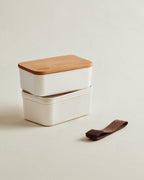 Storage Box With Wooden Lid 500ml 2pcs - Madame Coco JO