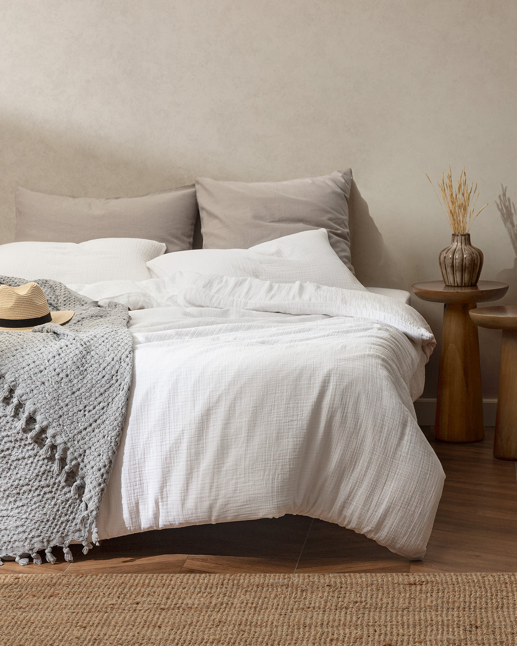 Marla Muslin King Size Duvet Cover Set - Fitted - Madame Coco JO