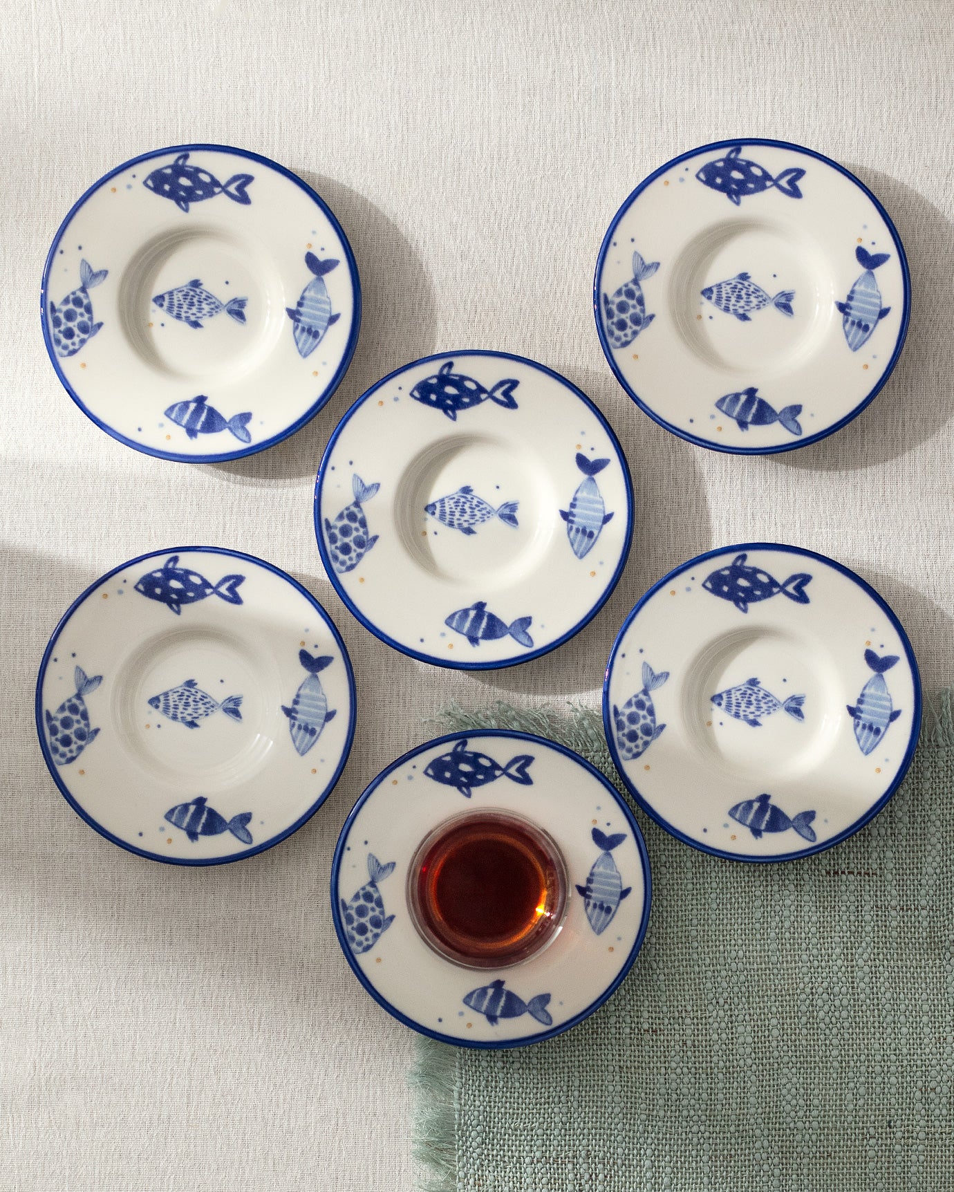 Luxe Poisson 6-piece Tea Glass Saucer Set - Madame Coco JO