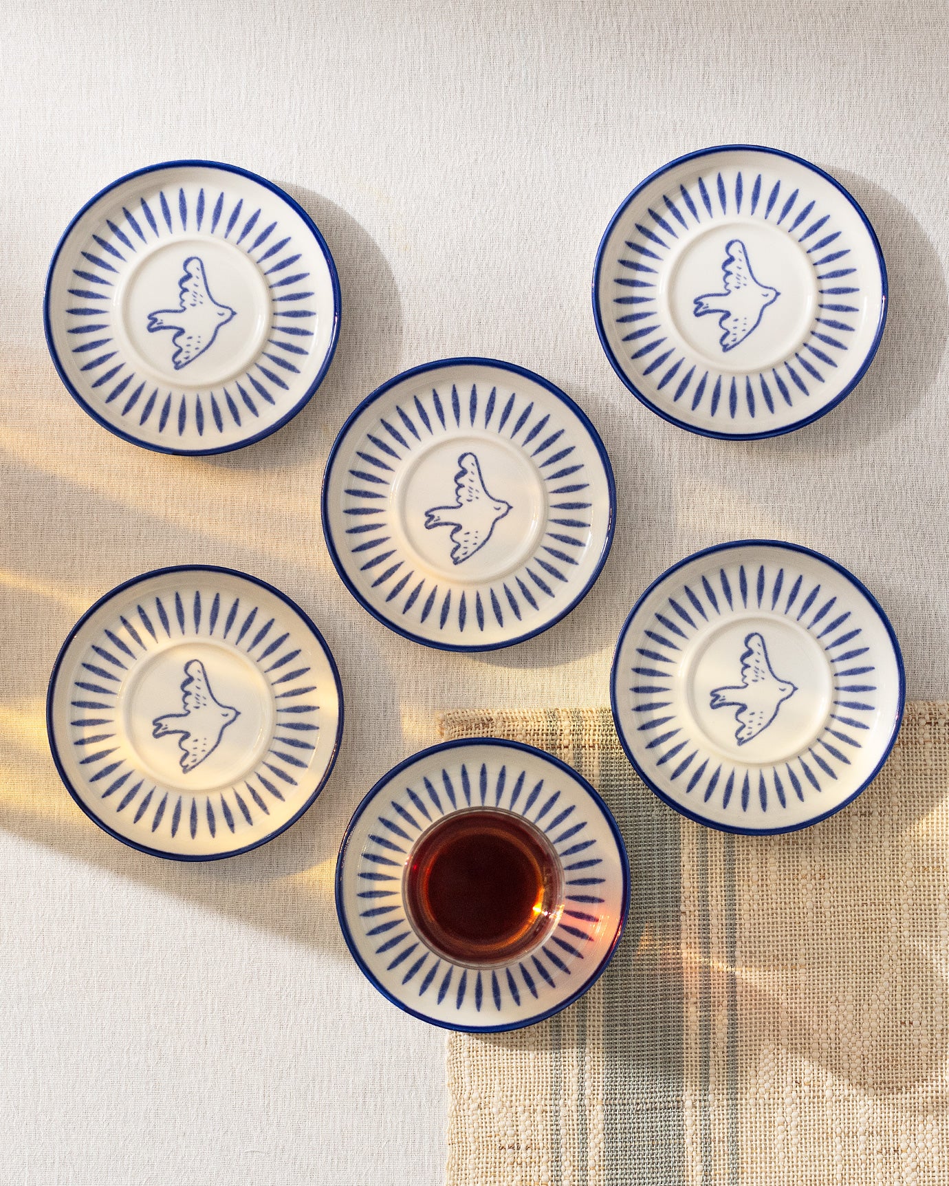 Grande Oiseau 6-piece Tea Glass Saucer Set - Madame Coco JO