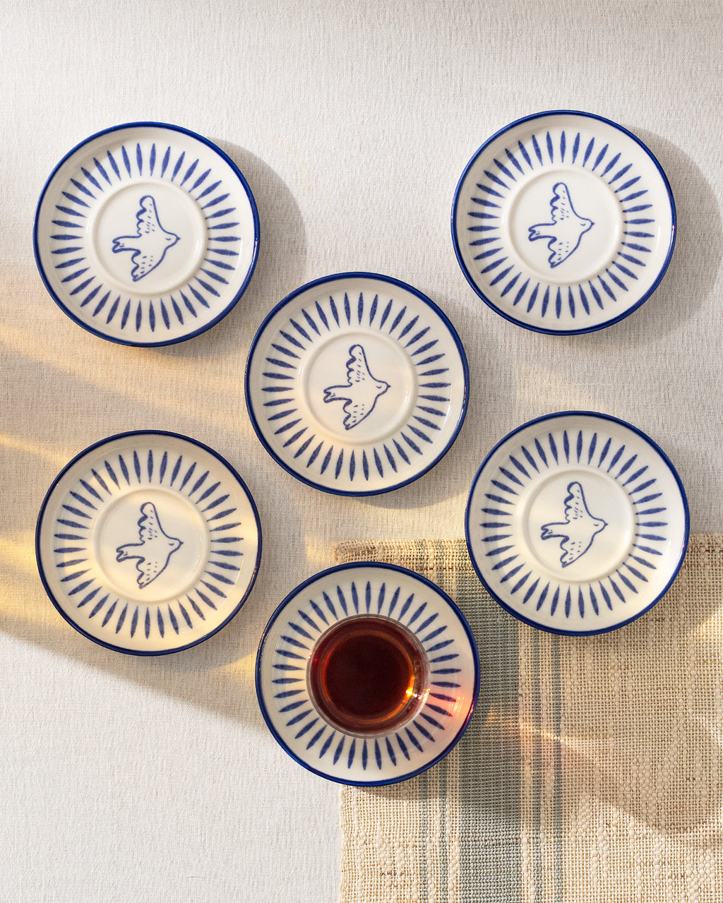 Grande Oiseau 6-piece Tea Glass Saucer Set - Madame Coco JO