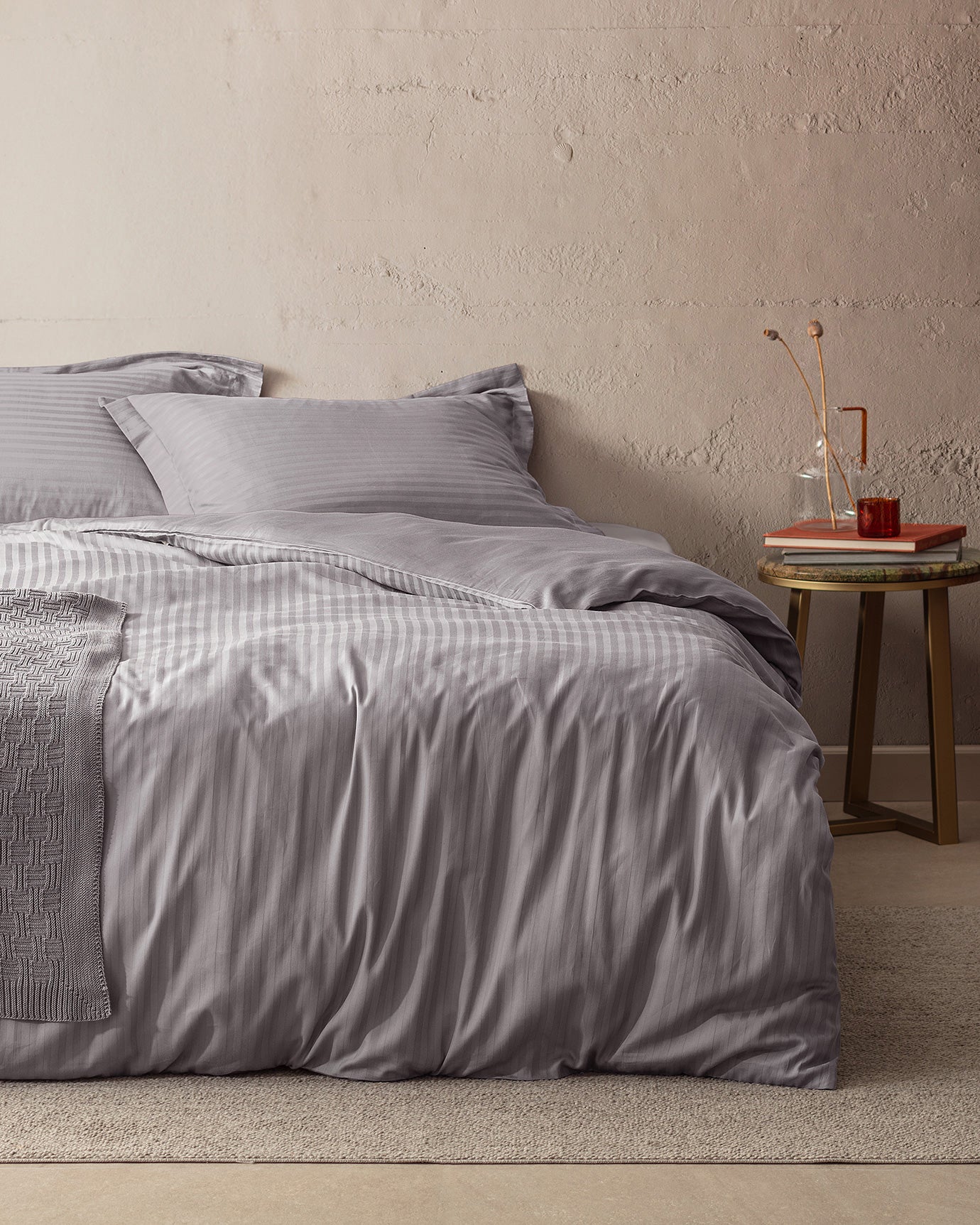 Elicia King Size Striped Satin Duvet Cover Set - Madame Coco JO