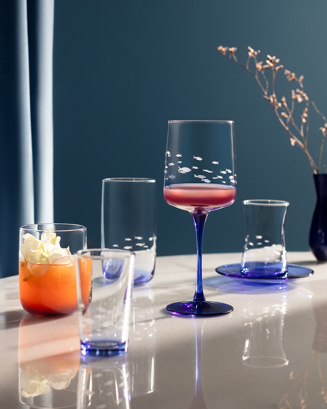 Chapelle - Poisson Chasseur 4-piece Coffee Side Glasses Set - 100ml - Madame Coco JO