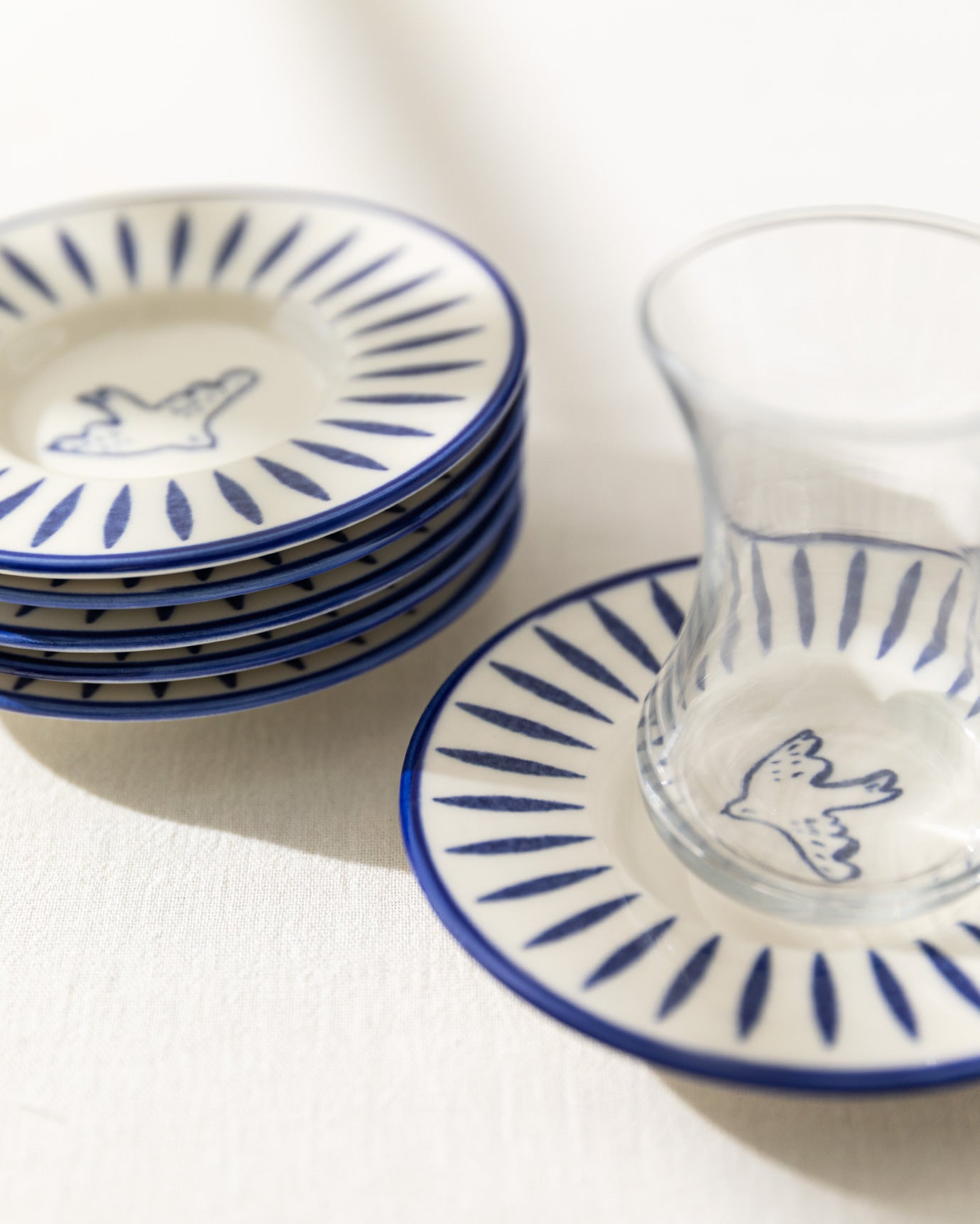 Luxe Oiseau 6-piece Tea Glass Saucer Set - Madame Coco JO