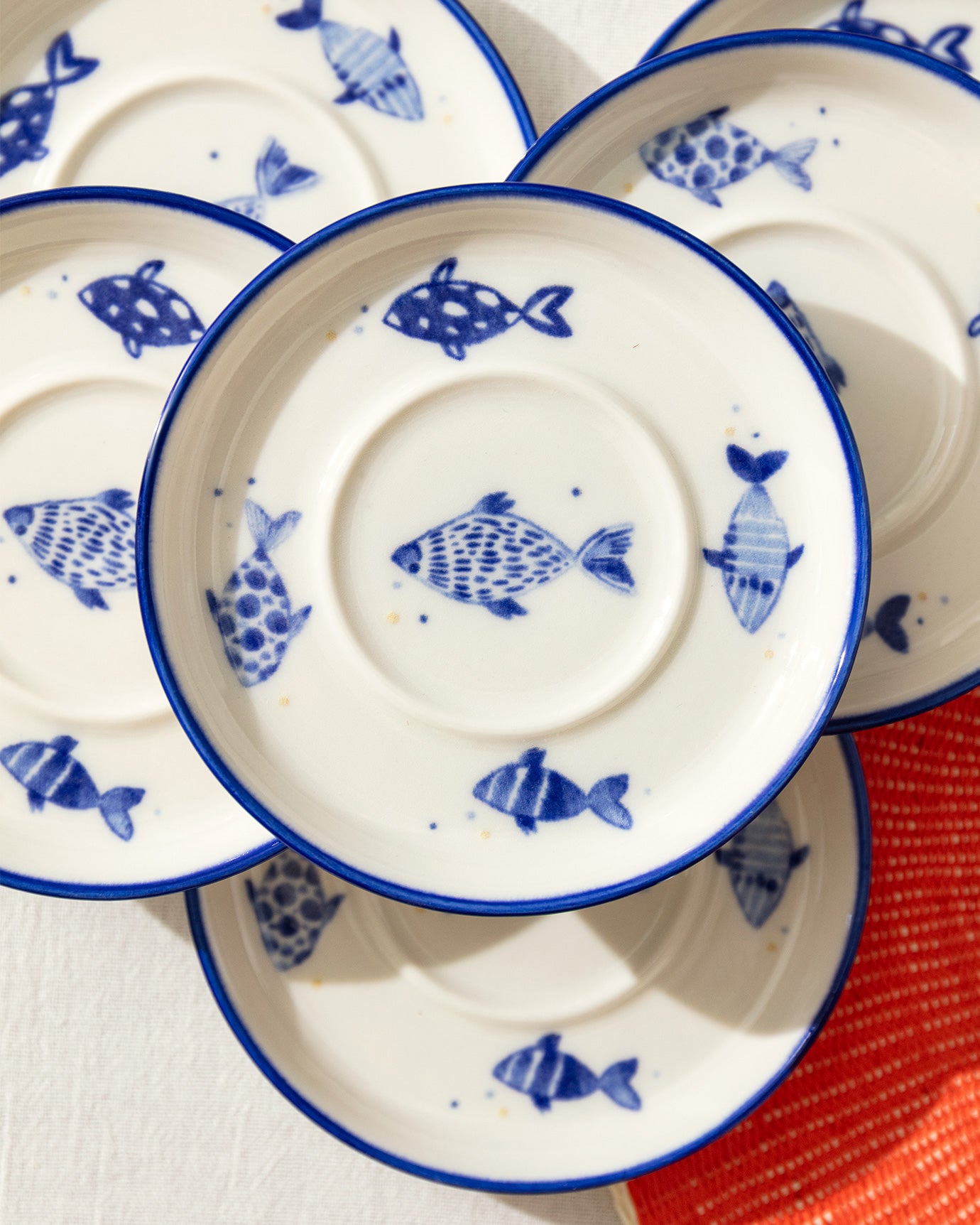 Grande Poisson 6-piece Tea Glass Saucer Set - Madame Coco JO