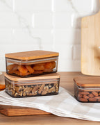 Storage Box With Wooden Lid 500ml 3pcs - Madame Coco JO