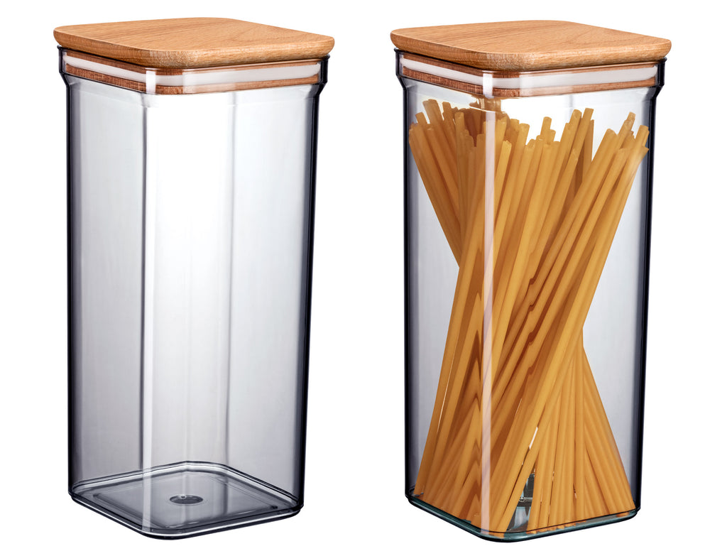 Storage Box With Wooden Lid 1500ml 2pcs - Madame Coco JO