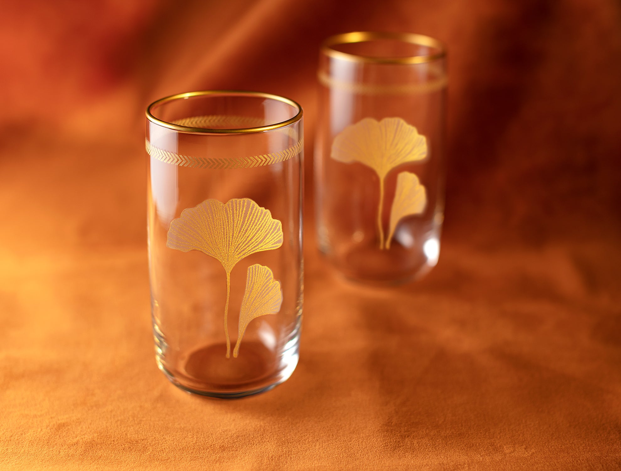 Musette - Lovely Ginkgo Leaves 4-piece Beverage Glass Set - 365ml - Madame Coco JO