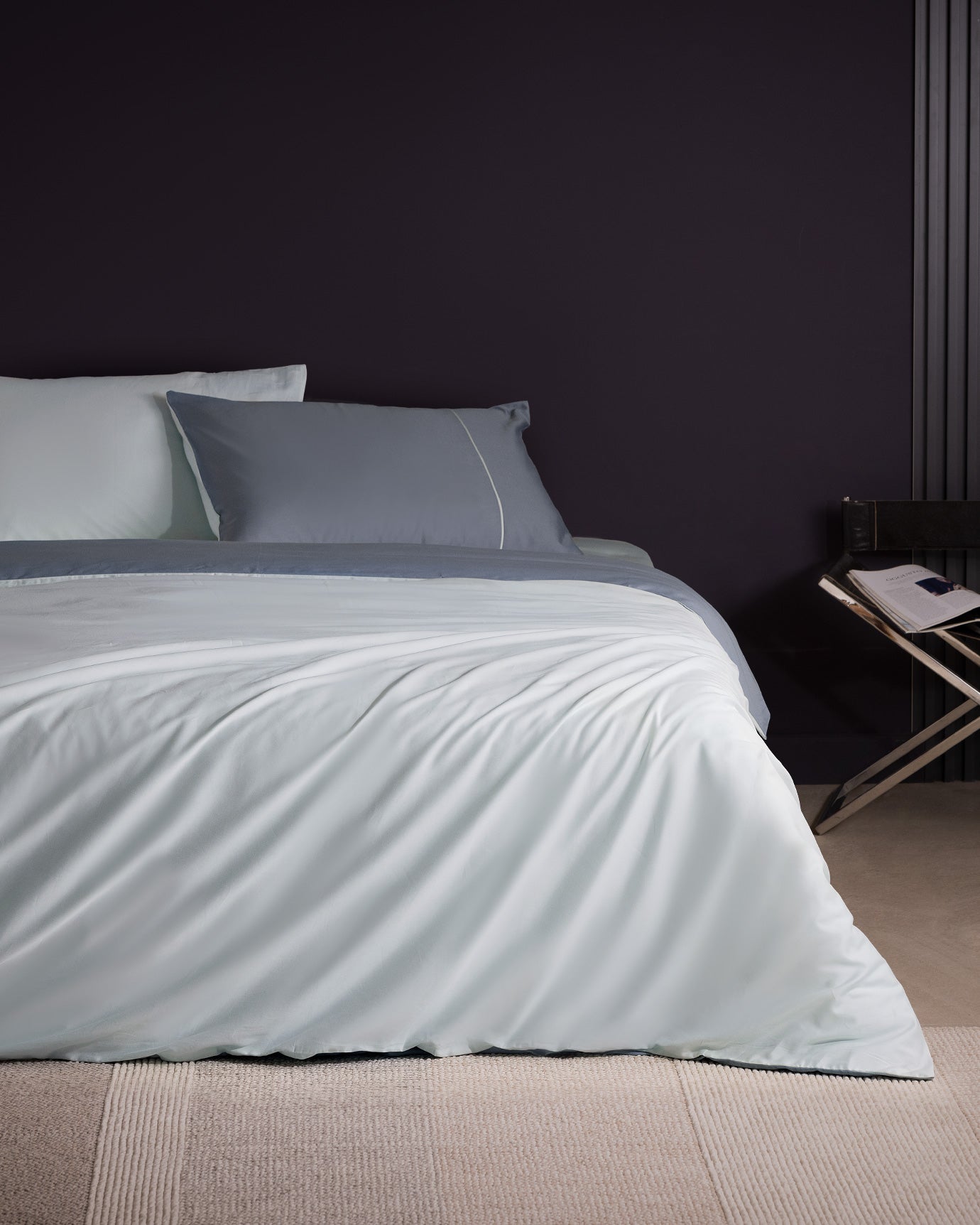Danton King Size Satin Piping Plain Dye Duvet Cover Set - Madame Coco JO