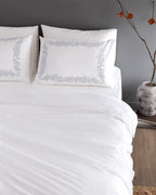 Linda King Size Duvet Cover Set - Embroidered Washed Seersucker - Madame Coco JO