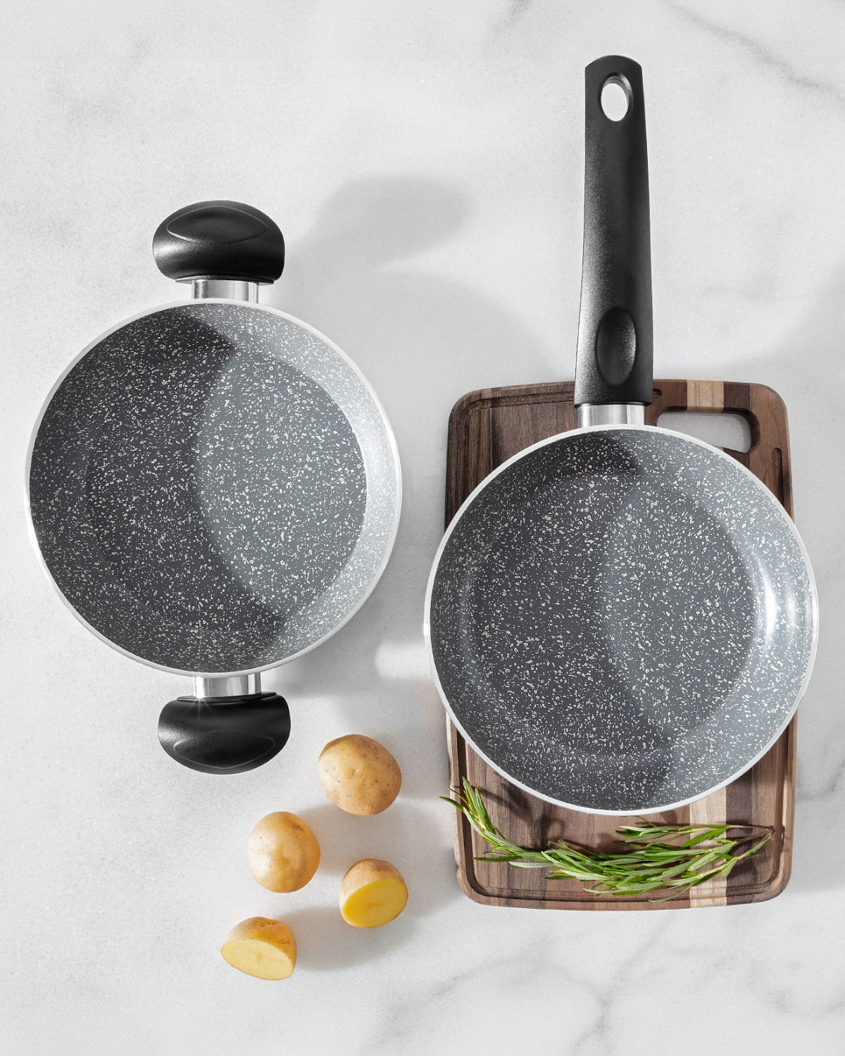 Gordes Granite Look Pan And Shallow Pan 2 Pieces - Madame Coco JO