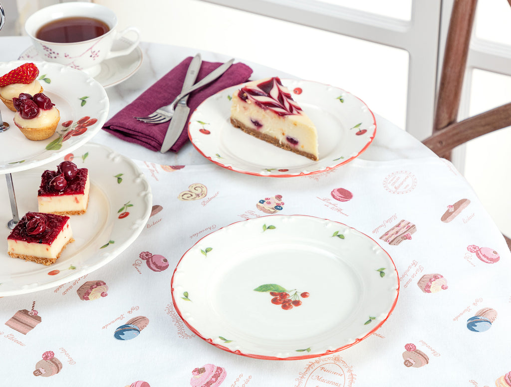 Cherry 6 Pcs Cake Plate Set - Madame Coco JO