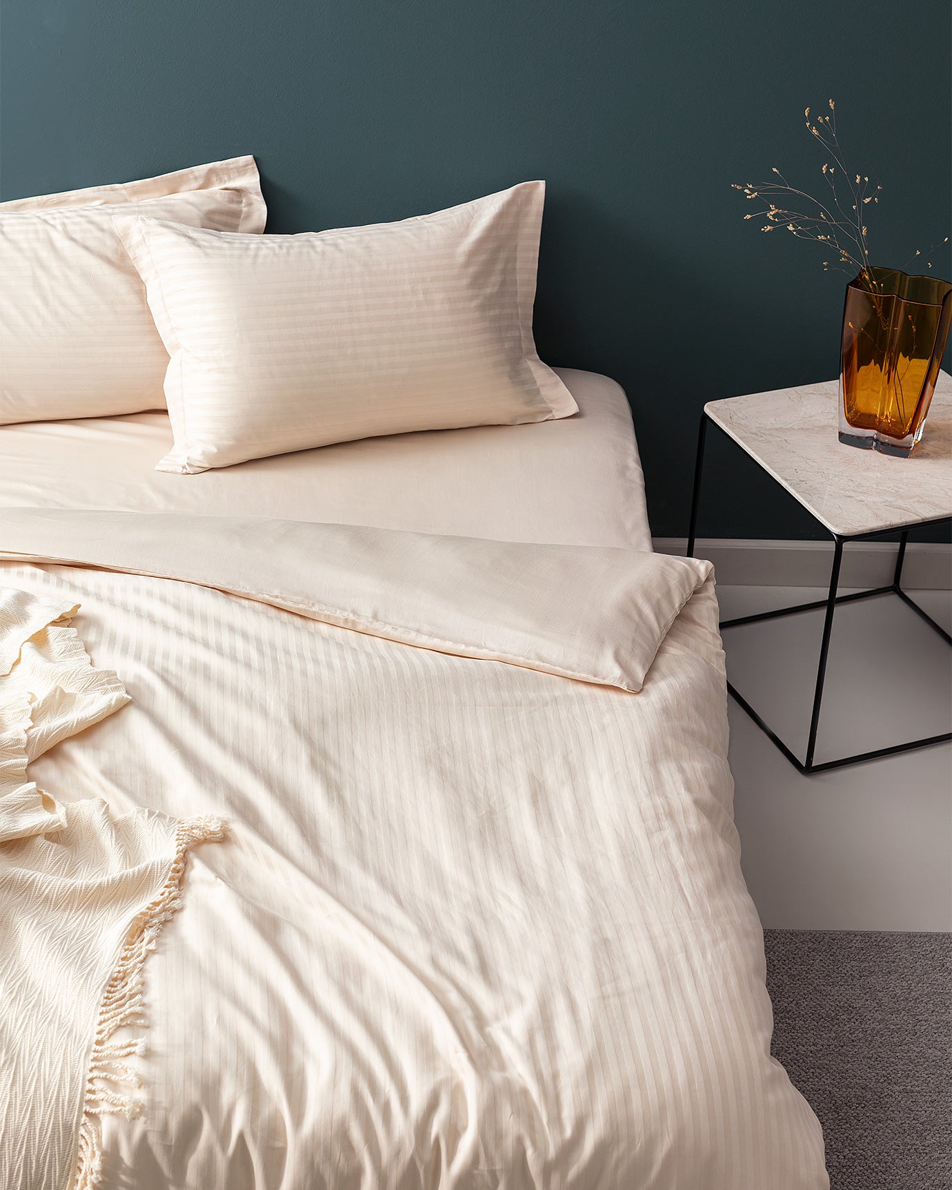 Elicia King Size Striped Satin Duvet Cover Set - Madame Coco JO