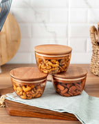Storage Box With Wooden Lid 380ml 3pcs - Madame Coco JO