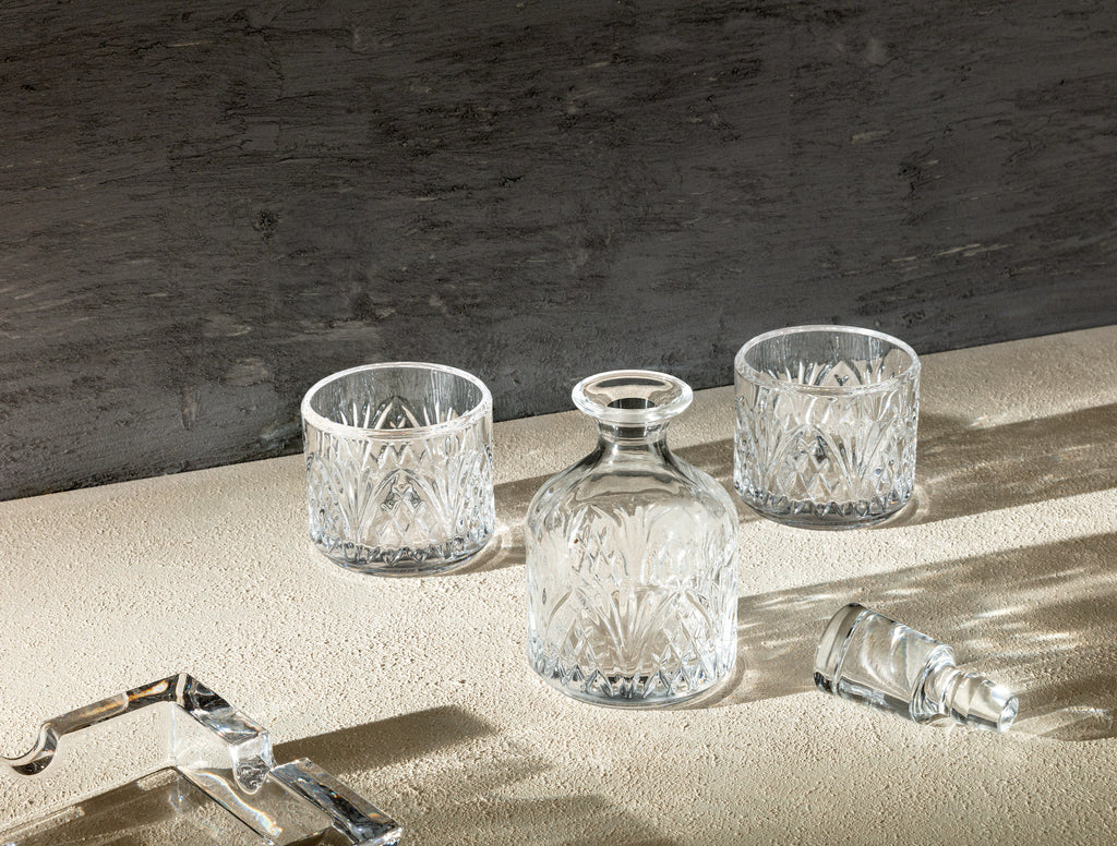 Aron 3-pcs Glass Whiskey Carafe Set - With Lid - Madame Coco JO