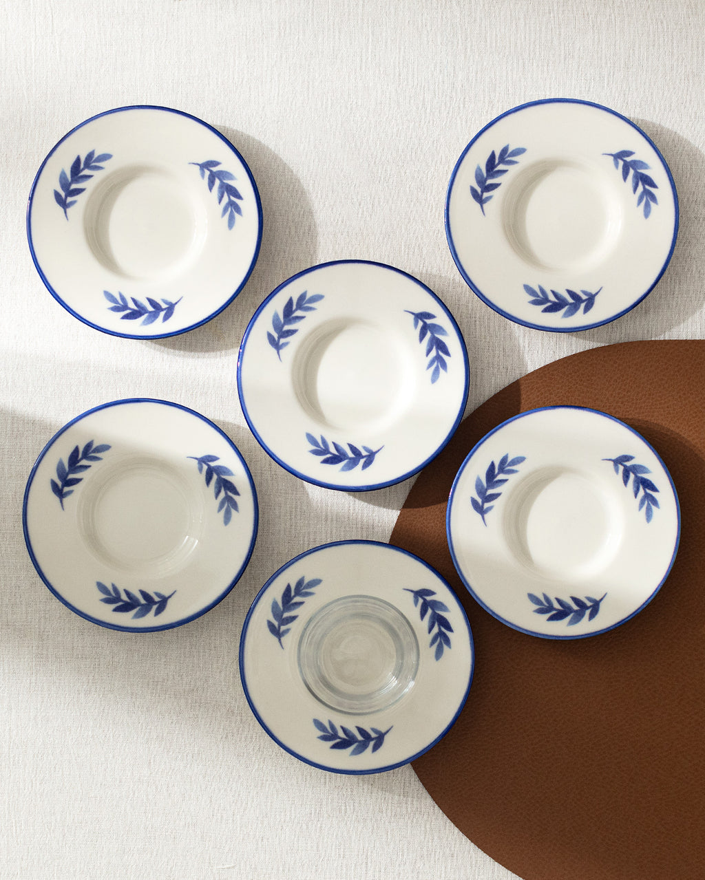 Luxe Feuille 6-piece Tea Glass Saucer Set - Madame Coco JO