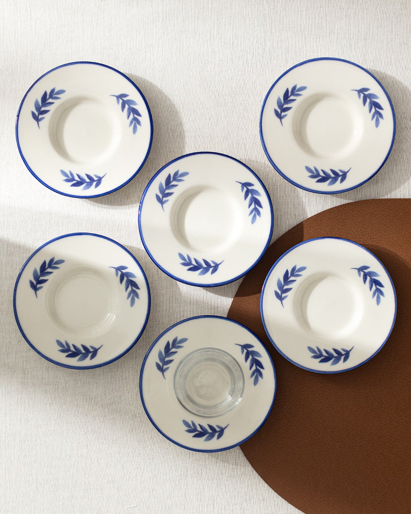 Luxe Feuille 6-piece Tea Glass Saucer Set - Madame Coco JO
