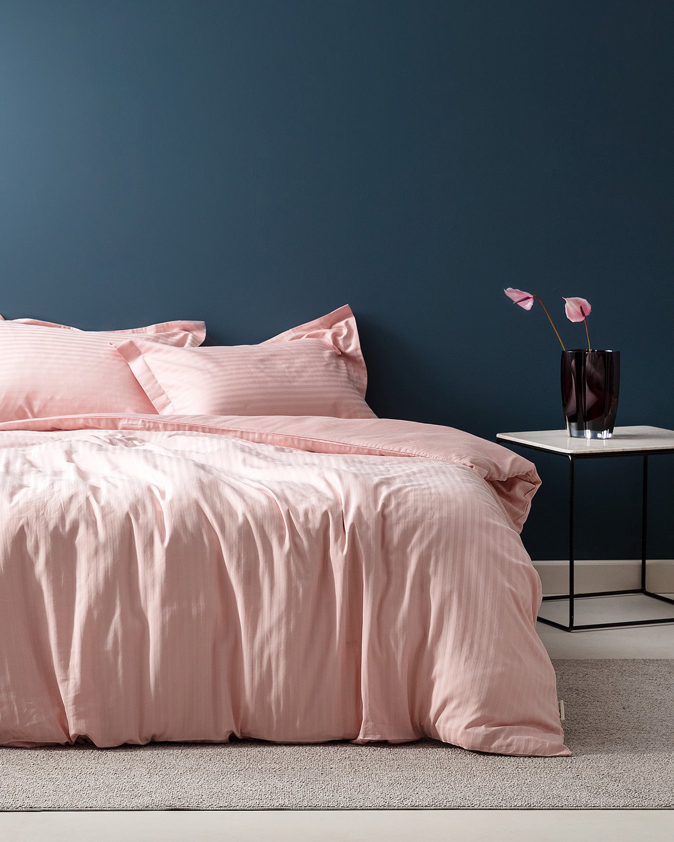 Elicia King Size Striped Satin Duvet Cover Set - Madame Coco JO
