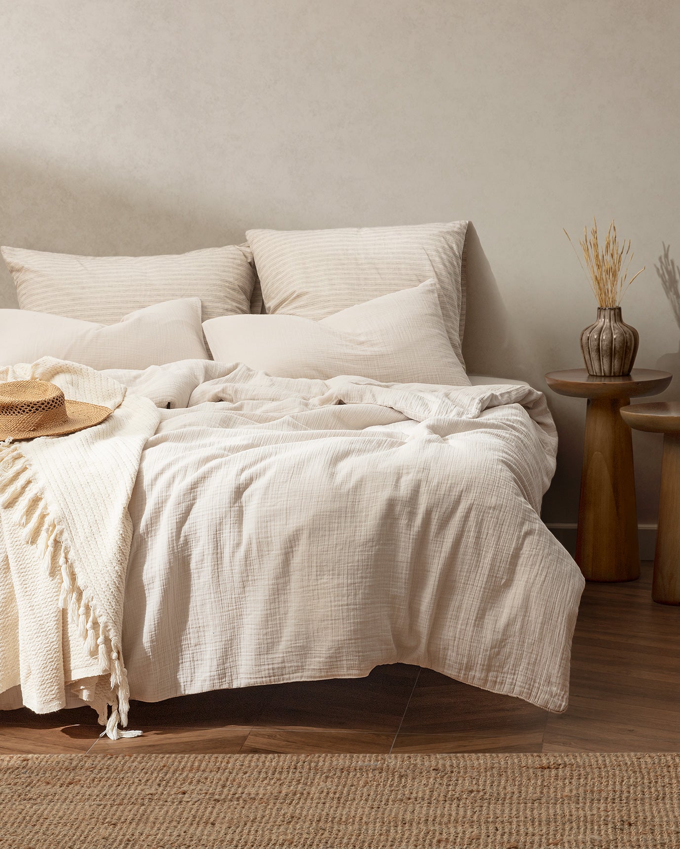 Marla Muslin Superking Size Duvet Cover Set - Fitted - Madame Coco JO