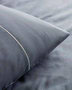 Danton King Size Satin Piping Plain Dye Duvet Cover Set - Madame Coco JO