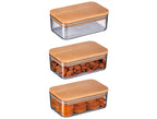 Storage Box With Wooden Lid 500ml 3pcs - Madame Coco JO