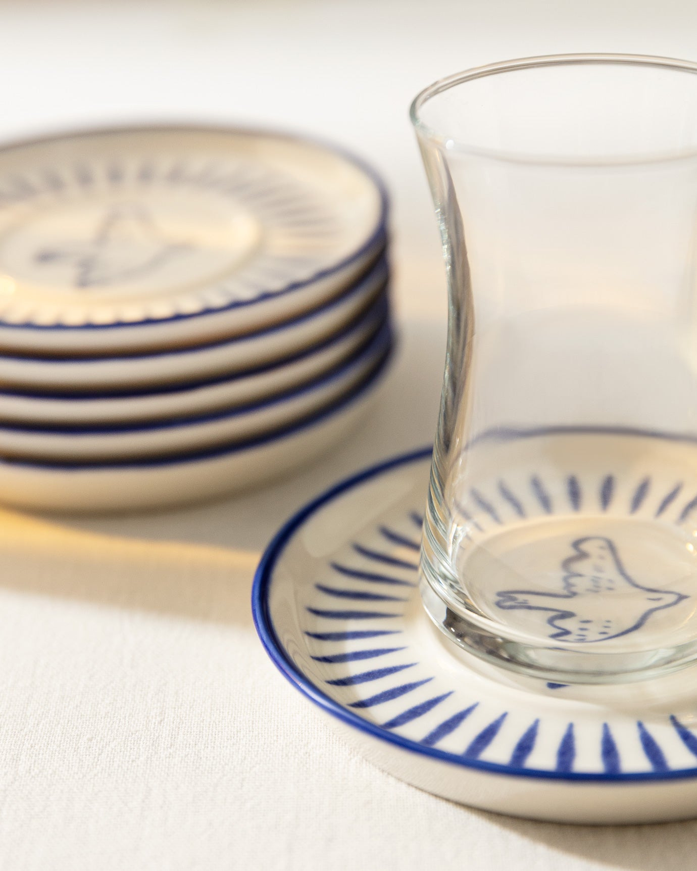 Grande Oiseau 6-piece Tea Glass Saucer Set - Madame Coco JO