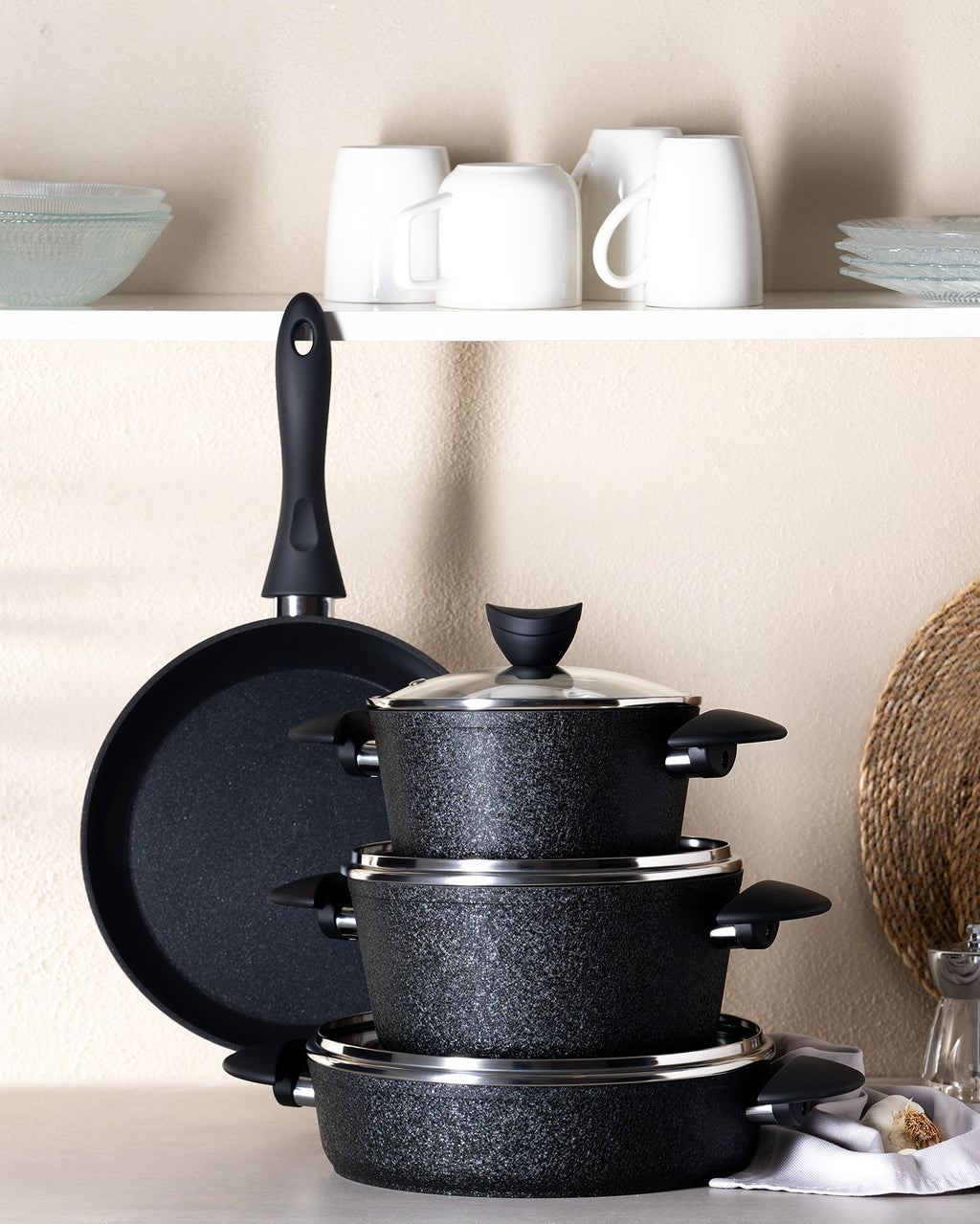 Noir Titanium 7 Piece Cookware Set - Madame Coco JO