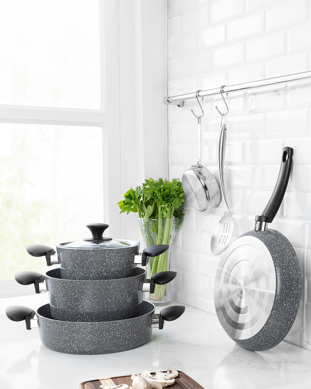 Gordes Granite Look Cookware Set 7 Pieces - Madame Coco JO