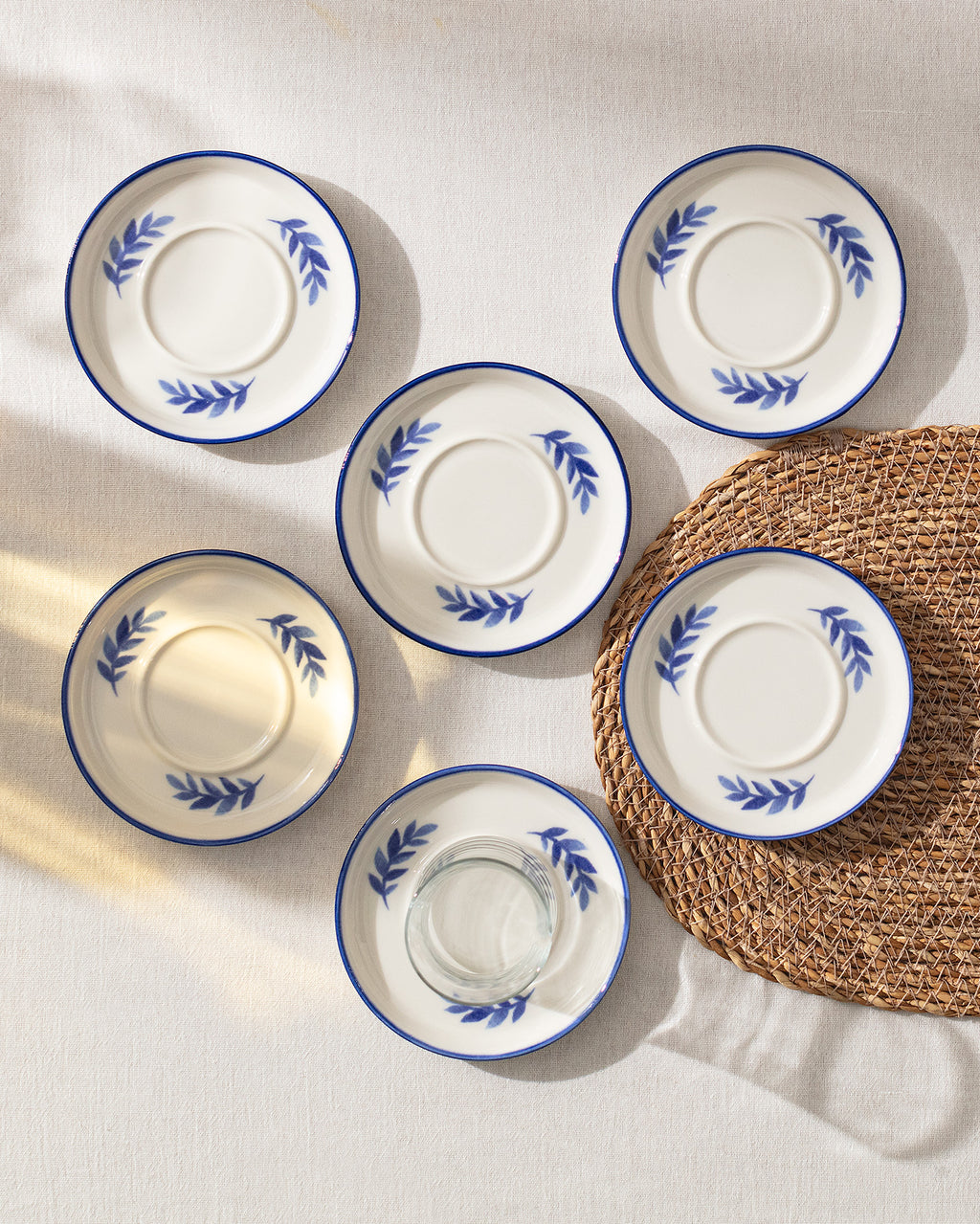 Grand Feuille 6-piece Tea Glass Saucer Set - Madame Coco JO