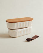 Storage Box With Wooden Lid 500ml 2pcs - Madame Coco JO