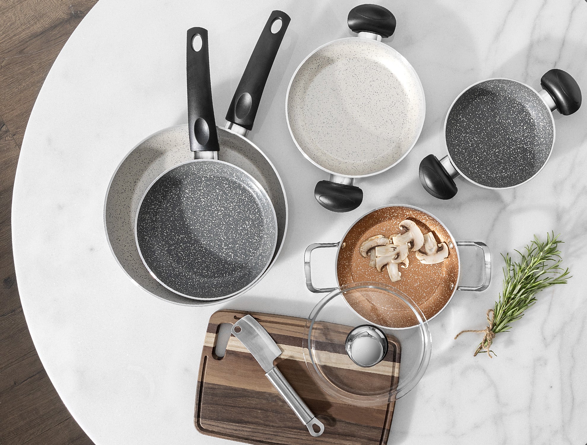 Gordes Granite Look Pan And Shallow Pan 2 Pieces - Madame Coco JO